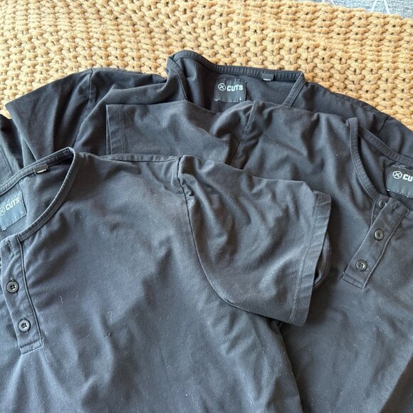 Cuts Clothing Other - Cuts Clothing Men’s Henley 3-Pack – All Black, Size Large, Curved Hem – Premium